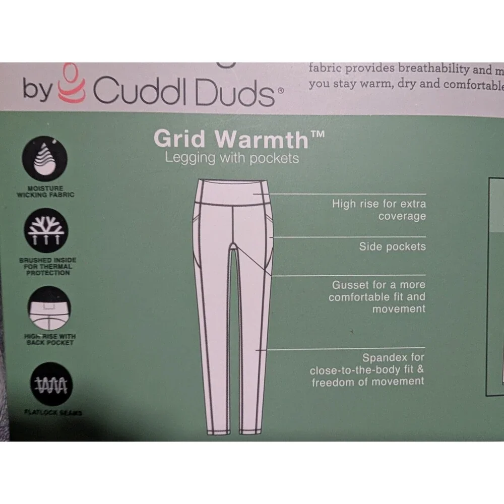 Women’s Climate Right Cuddl Duds Plush Warmth Frigid Leggings Black Small New